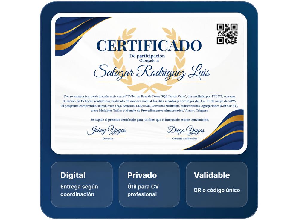 Certificación de talleres online de ITECT Perú